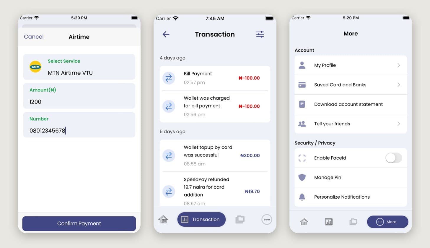 More SpeedPay screens from the App Store listing